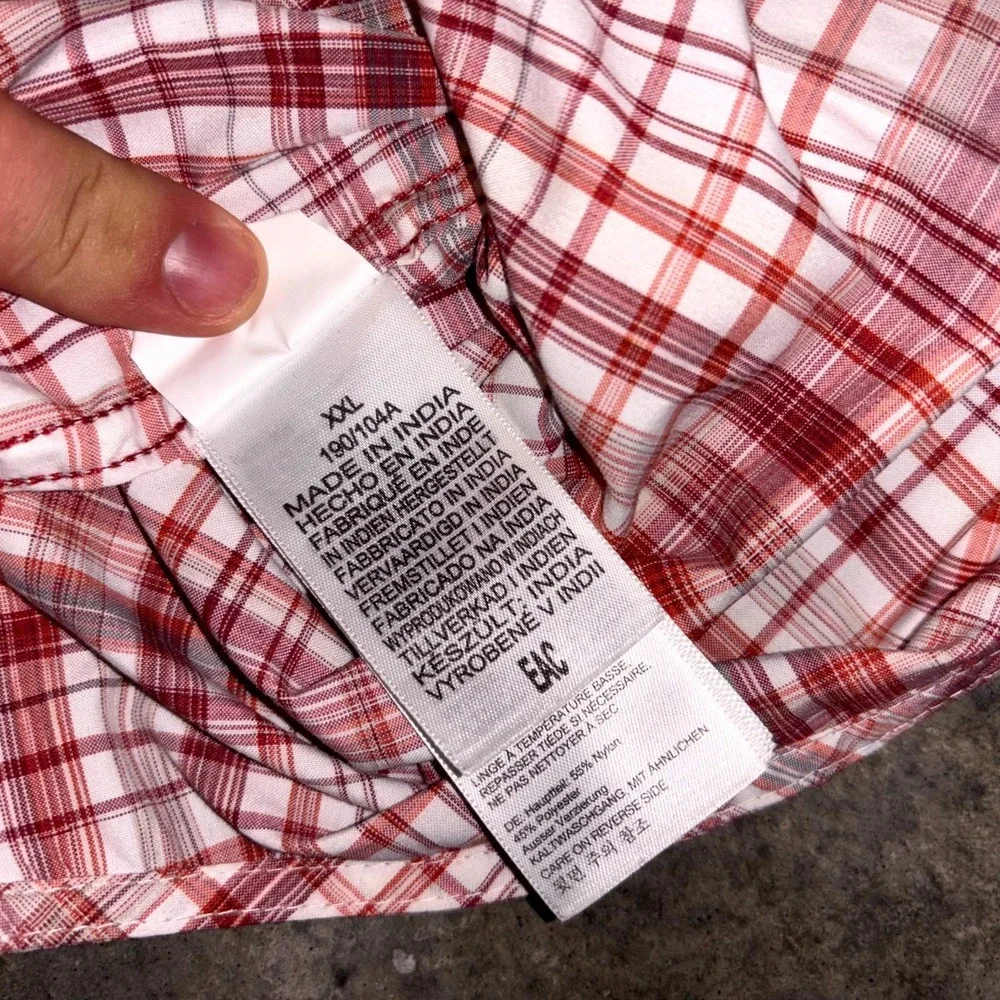 Marmot Shirt Mens 2XL Red White Plaid Nylon Short Sleeve Button Front Casual - Picture 10 of 12